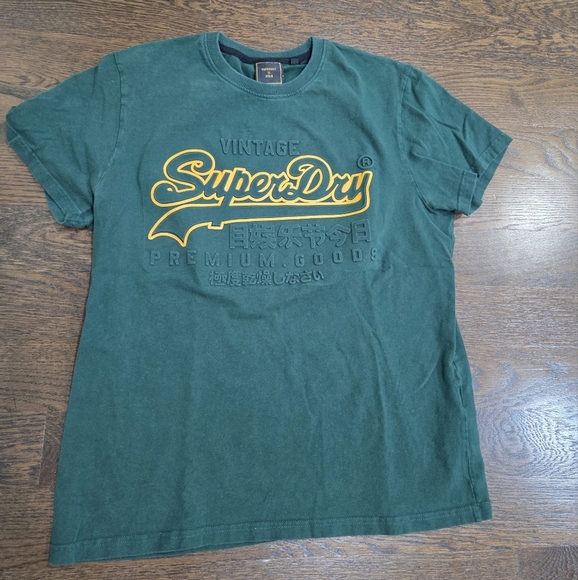 Superdry Premium Green Tee with Yellow Logo Sz.XXL - Picture 1 of 10